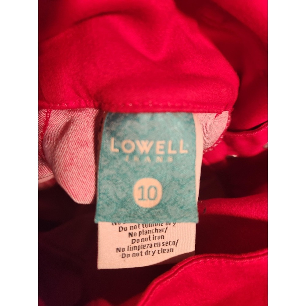 Lowell Jeans Skinny‎ Womens 10 Red High Rise Lift Distressed Rhinestone Cut Outs - Picture 4 of 4